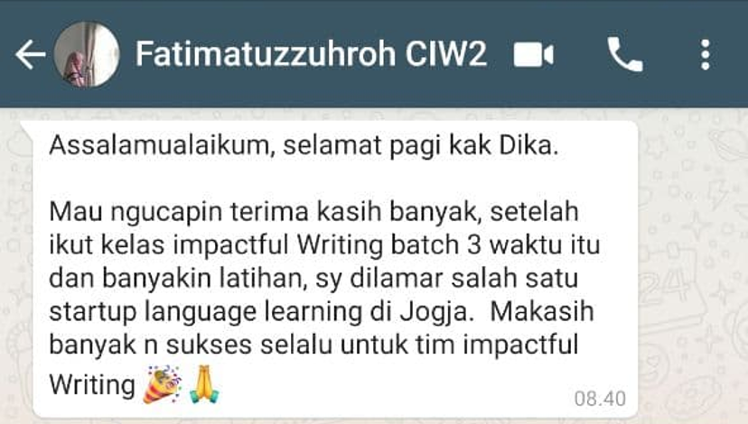 testimoni sertifikasi content writer