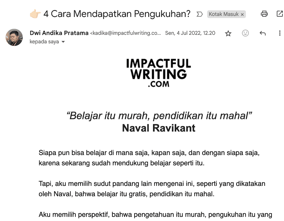contoh copy writing sales email