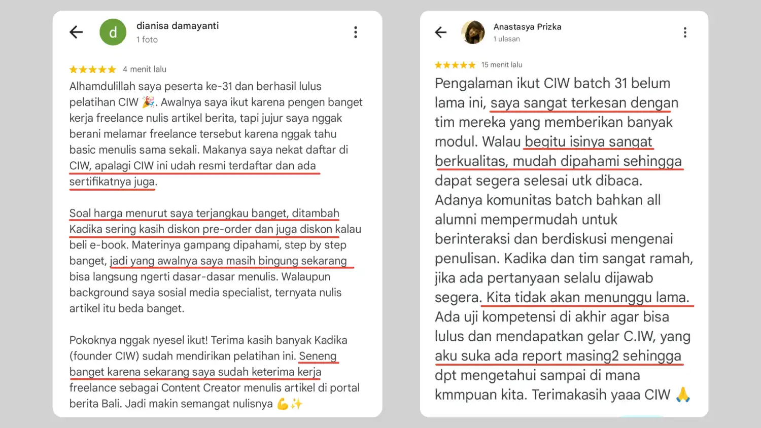 Testimoni CIW Batch 31