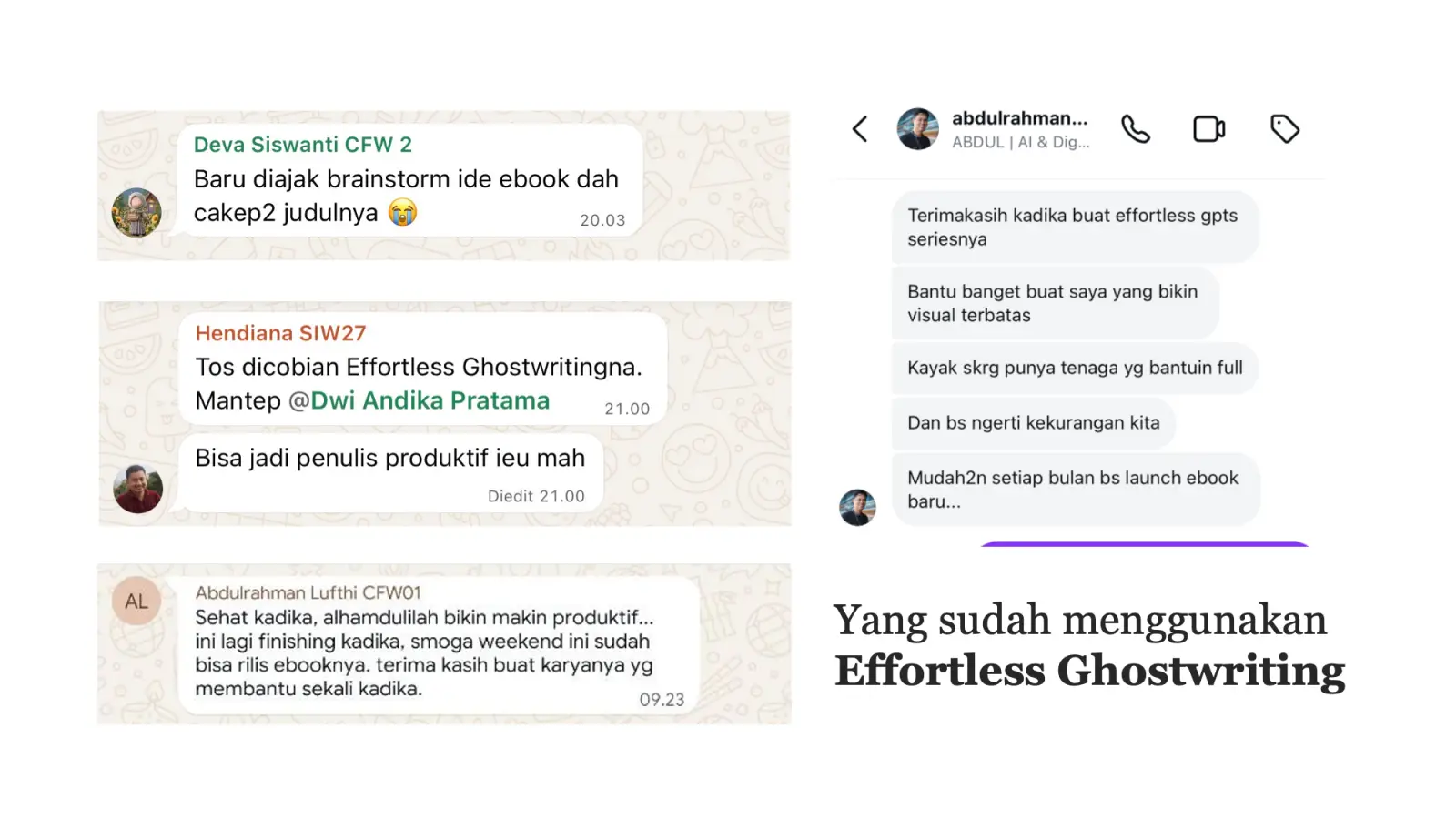Testimoni Effortless Ghostwriting