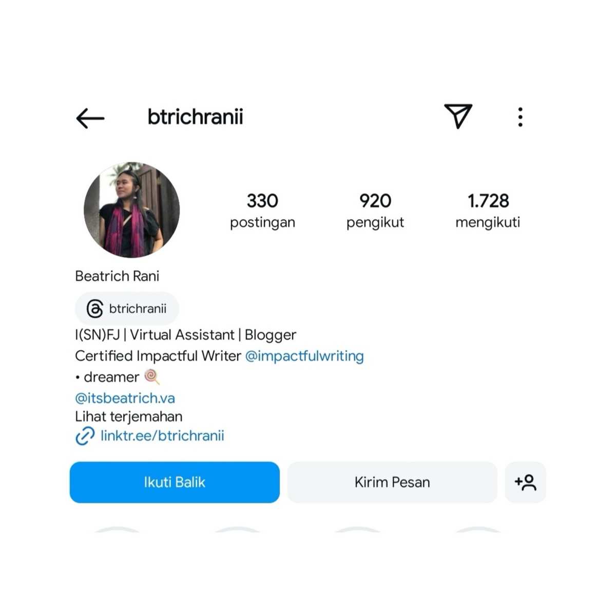 Beatrich, alumni Certified Impactful Writer